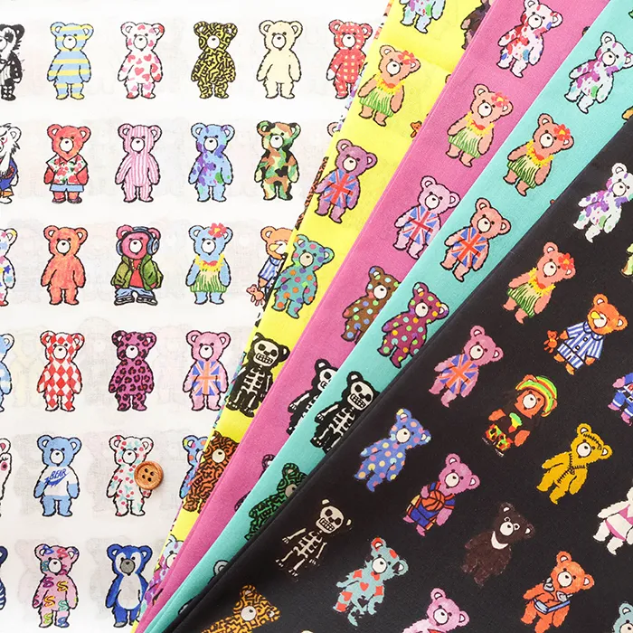 コットン60ローンインクジェットプリント生地　Unique Bear