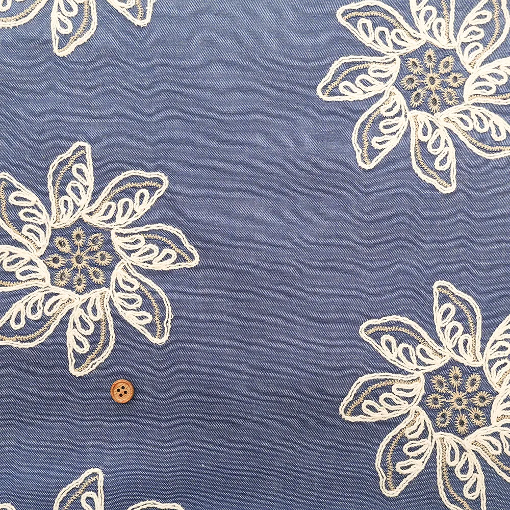 イタリア製 DaDo デニム刺繍生地 エスニックフラワー