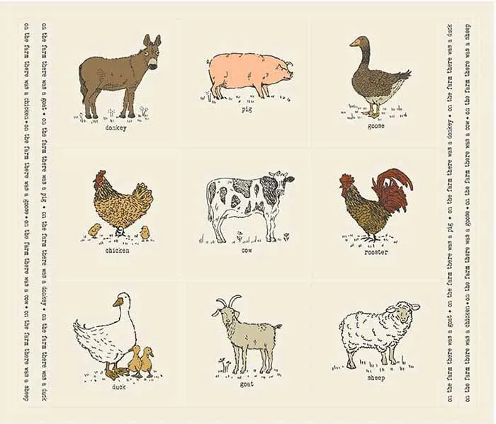 ≪柄売り≫ USAコットン moda FARMSTEAD パネル動物 【1柄:約110cm×91cm】