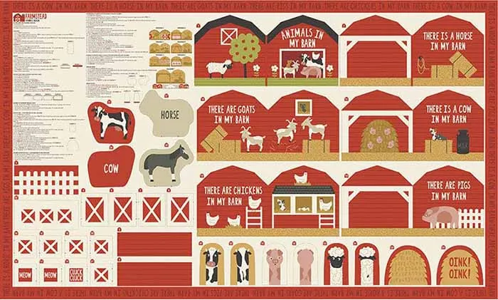 ≪柄売り≫ USAコットン moda FARMSTEAD ゆかいな動物たち 【1柄:約150cm×91cm】